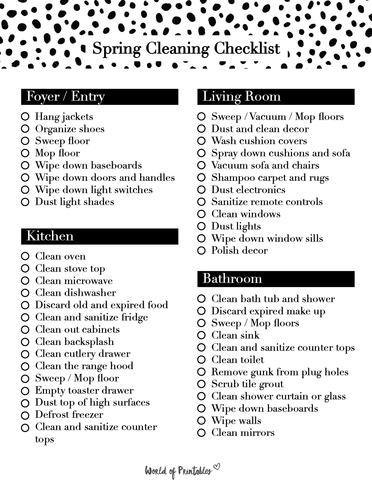 deep cleaning checklist printable deep cleaning checklist printable