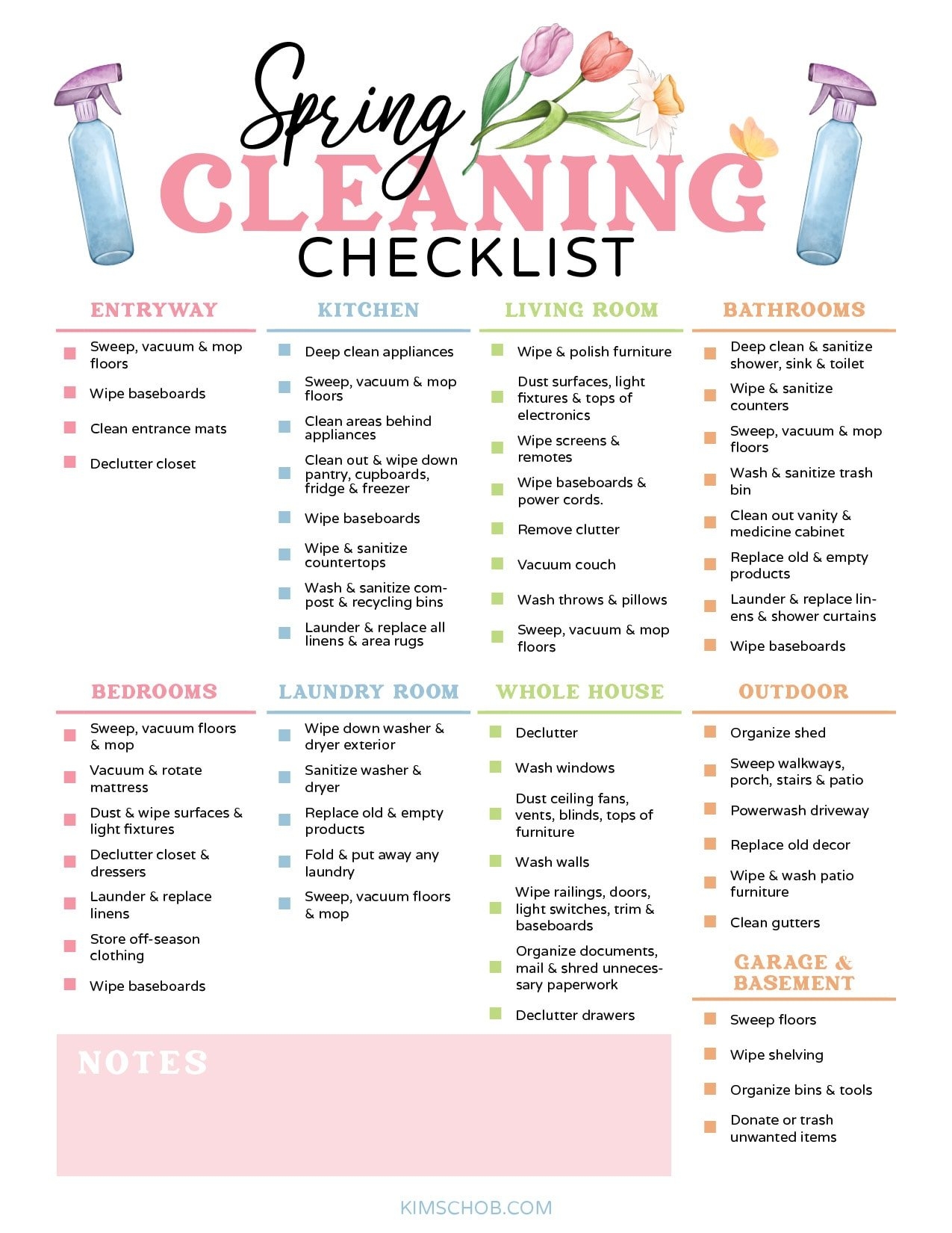 spring cleaning checklist printable