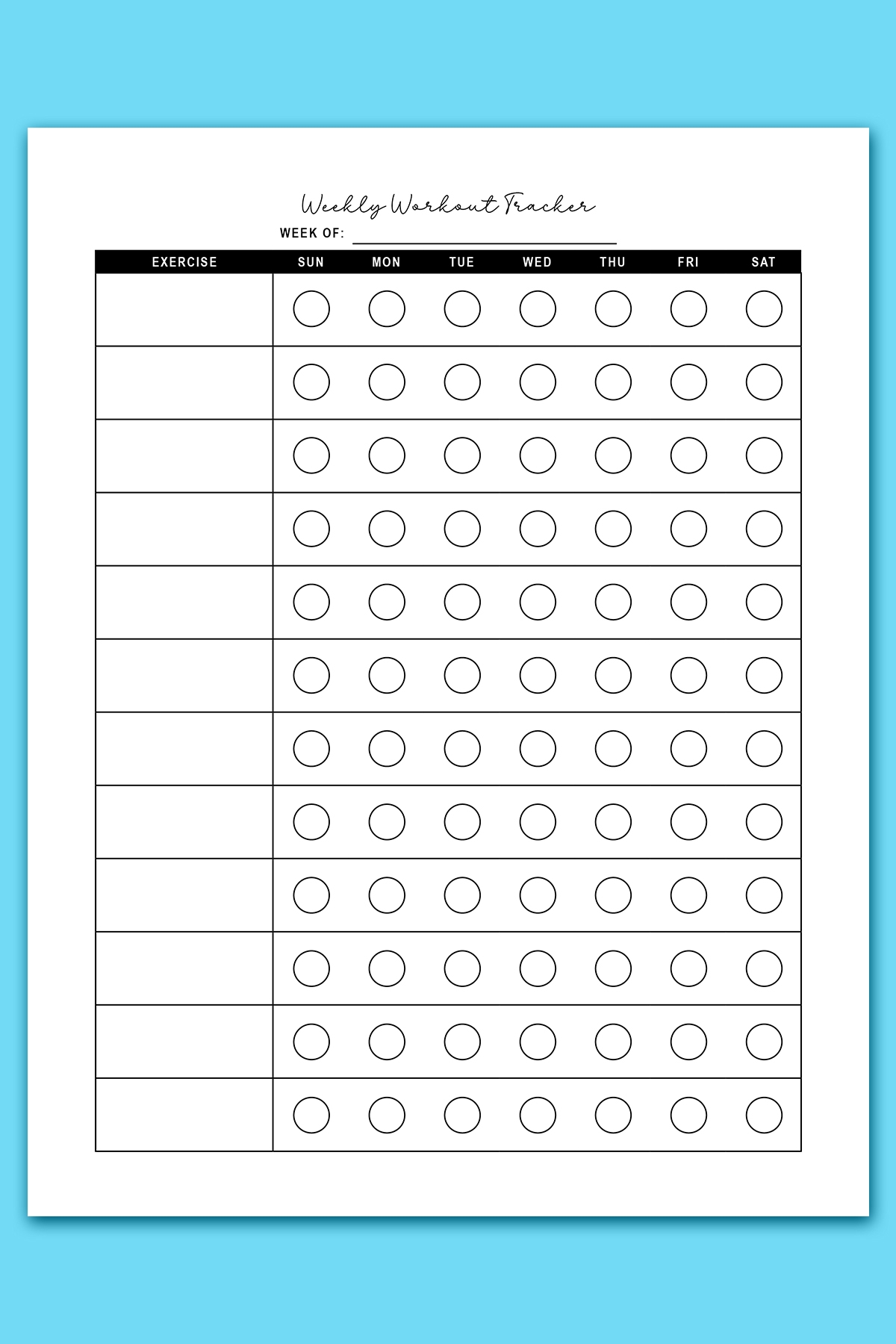 printable workout log template printable workout log template