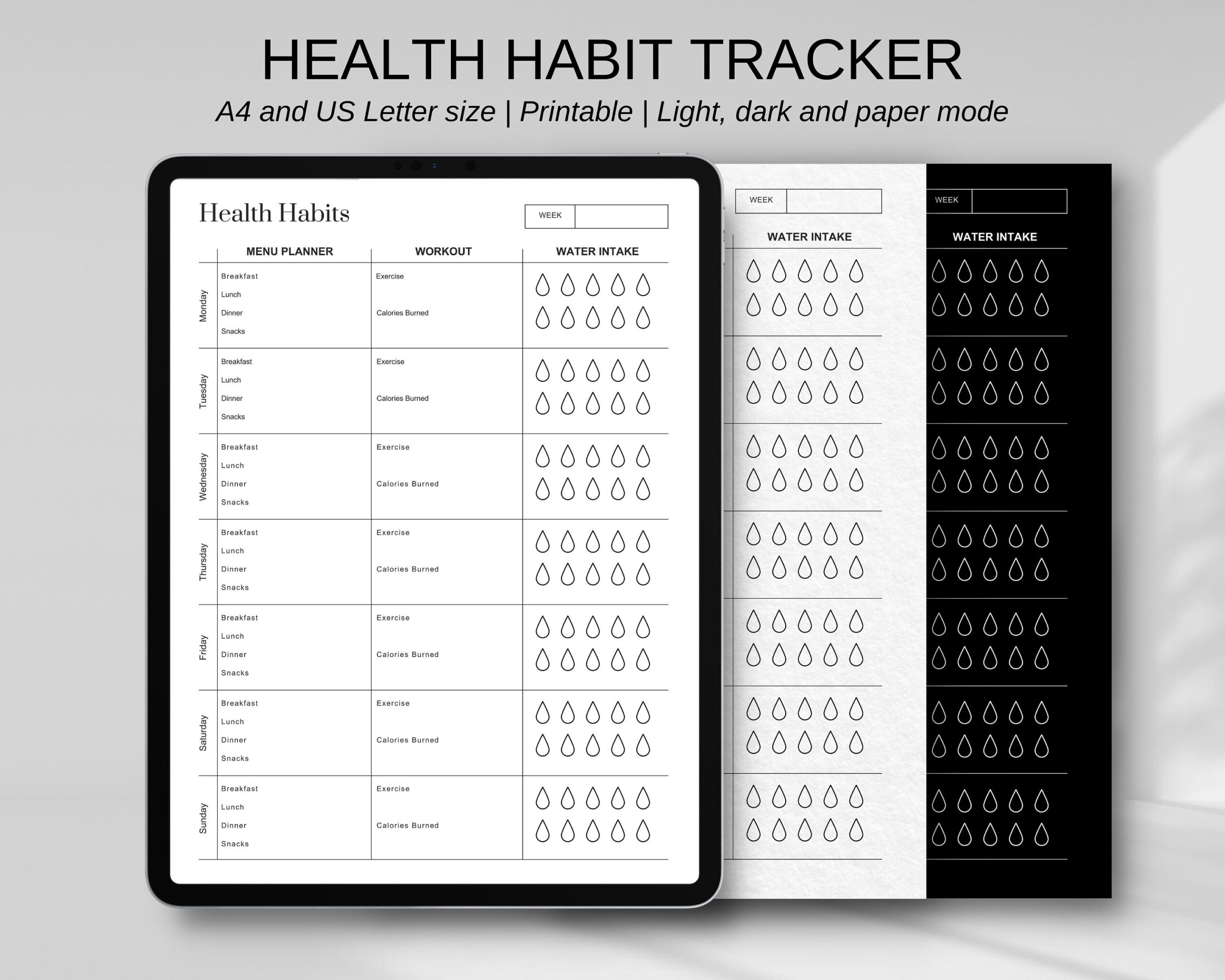 Weekly Meal Planner Health Tracker Habit Building Menu Prep Printable Food Journal A4 US Letter Instant Download Digital Planner Etsy