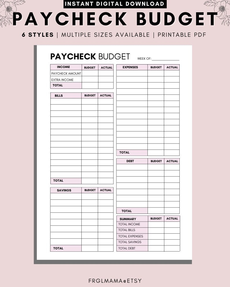 Weekly Paycheck Budget Printable A4 A5 Letter PDF Etsy Weekly Paycheck Budget Printable A4 A5 Letter PDF Etsy