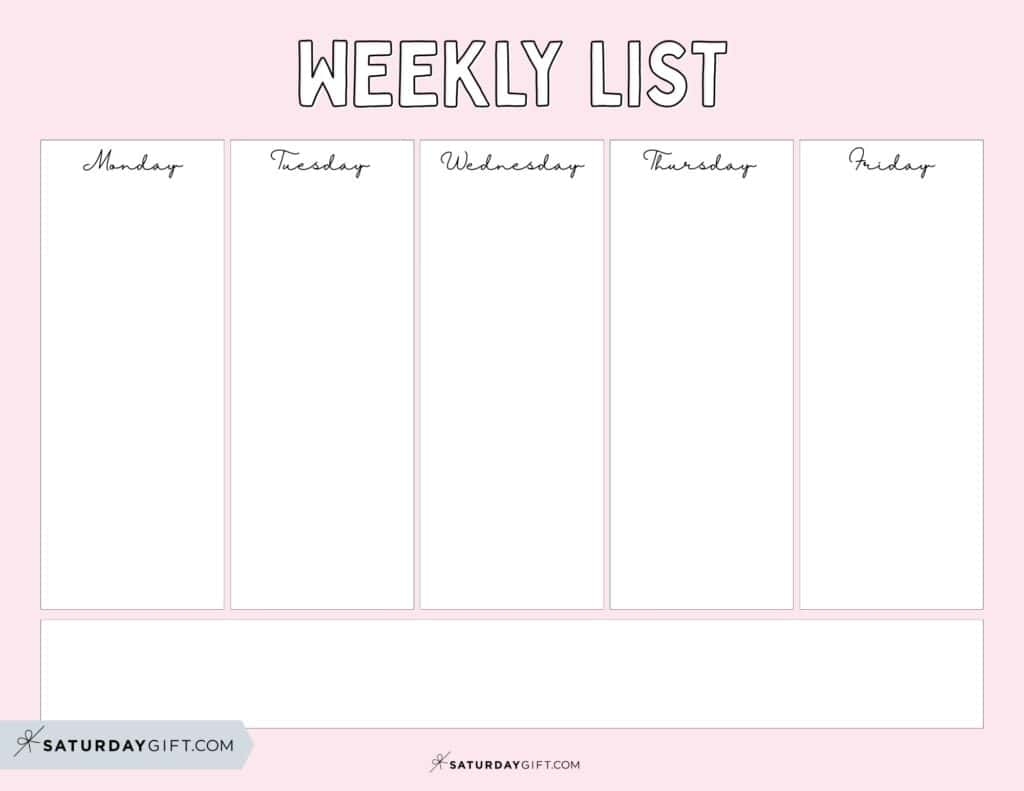 Weekly Planner Printable 39 Cute Free Weekly Calendar Templates SaturdayGift