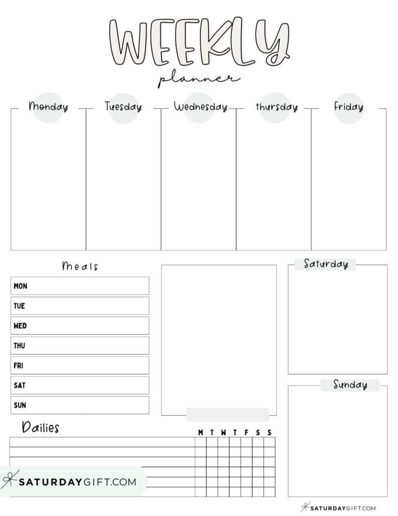 free weekly calendar printables